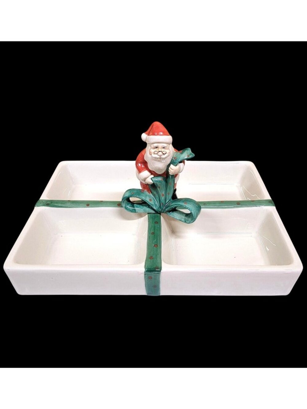 Fitz and Floyd 4 Part Detachable Santa Divided Christmas Snack Serving Dish